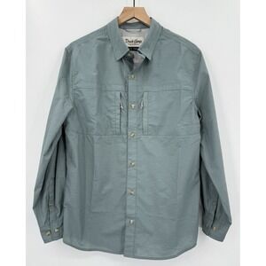 Duck Camp Shirt Mens Medium Green Blue Vented Lightweight Fishing Hunting